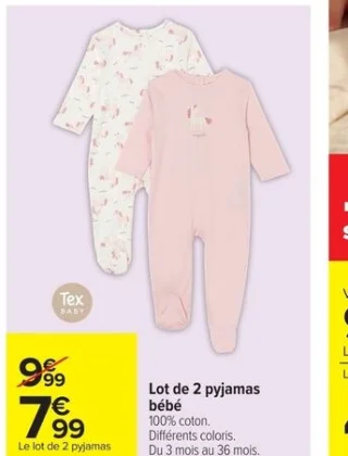 Lot de 2 pyjamas bébé Tex Baby