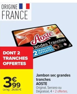 Jambon sec grandes tranches AOSTE