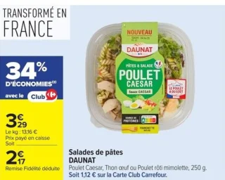 Salades de pâtes DAUNAT Poulet Caesar
