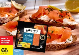 Saumon fumé LABEYRIE Norvège, 4 tranches + 1 offerte, 150 g