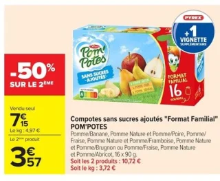 Compotes sans sucres ajoutés "Format Familial" POM'POTES