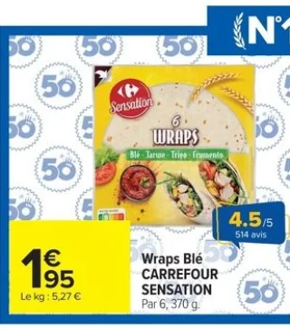 Wraps Blé Carrefour Sensation