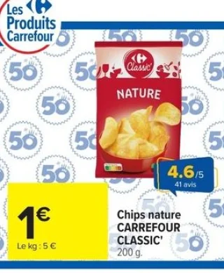 Chips nature Carrefour Classic