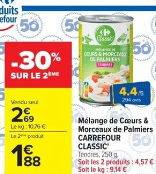 Mélange de Coeurs & Morceaux de Palmiers CARREFOUR CLASSIC'