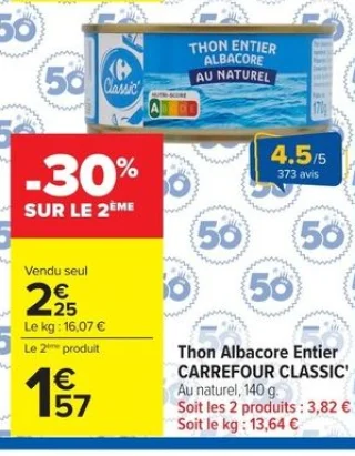 Thon Albacore Entier CARREFOUR CLASSIC'