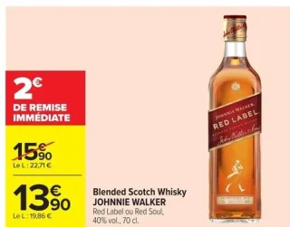 Blended Scotch Whisky Johnnie Walker Red Label ou Red Soul