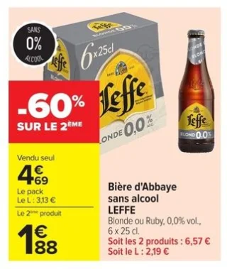 Biere d'Abbaye sans alcool Leffe