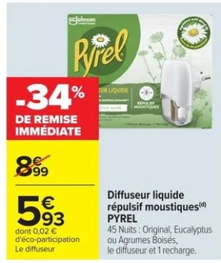Diffuseur liquide répulsif moustiques PYREL