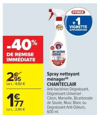 Spray nettoyant ménager CHANTECLAIR Anti-bactérien Dégraissant