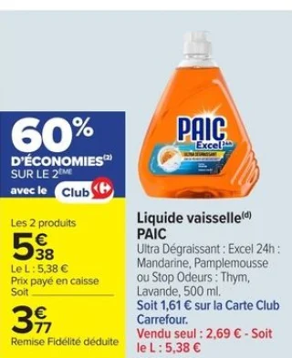 Liquide vaisselle PAIC Ultra Dégraissant