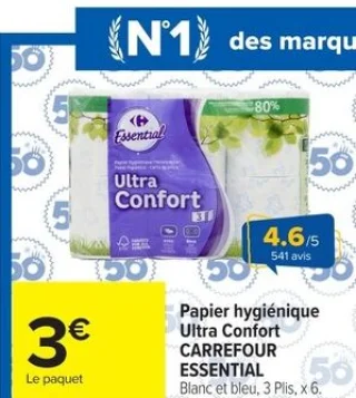 Papier hygiénique Ultra Confort Carrefour Essential