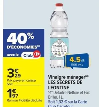 Vinaigre ménager LES SECRETS DE LEONTINE