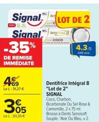 Dentifrice Intégral 8 "Lot de 2" SIGNAL