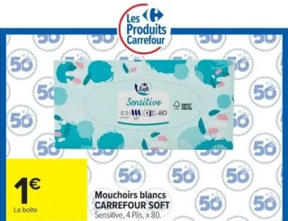 Mouchoirs blancs CARREFOUR SOFT