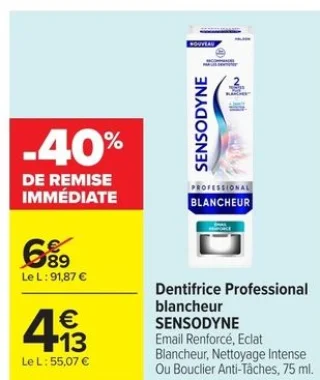 Dentifrice Professional blancheur Sensodyne