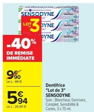 Dentifrice "Lot de 3" Sensodyne