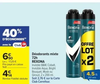 Déodorants mixte 72h REXONA