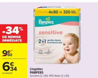 Lingettes Pampers Sensitive