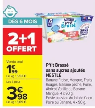 P'tit Brassé sans sucres ajoutés Nestlé