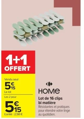 Lot de 16 clips bi matière HOME