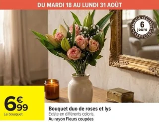 Bouquet duo de roses et lys