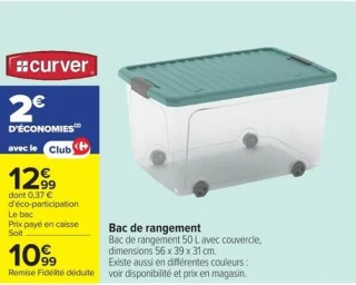 Bac de rangement 50 L avec couvercle Curver