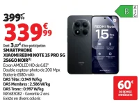 Smartphone Xiaomi Redmi Note 15 Pro 5G 256Go Noir