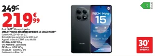 Smartphone Xiaomi Redmi Note 15 156Go Noir