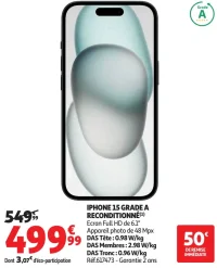 IPHONE 15 GRADE A RECONDITIONNÉ