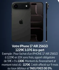 Apple iPhone 17 AIR 256GO
