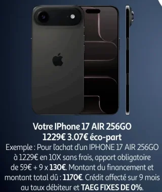 Apple iPhone 17 AIR 256GO