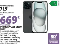 Apple iPhone 15 128Go Noir