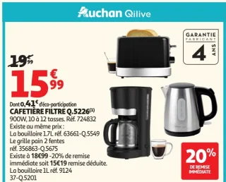 Cafetière filtre Q.5226 Auchan Qilive