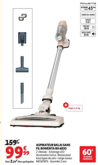 ASPIRATEUR BALAI SANS FIL ROWENTA RH 6830