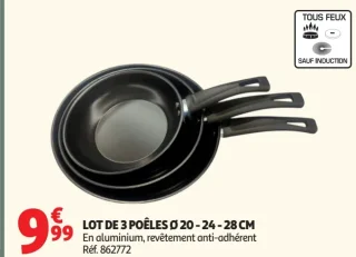 Lot de 3 poêles Ø 20 - 24 - 28 cm Actuel