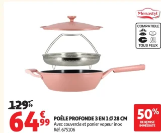 Poêle profonde 3 en 1 Ø 28 cm Menastyl
