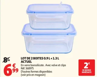LOT DE 2 BOITES 0.9 L + 1.3 L ACTUEL