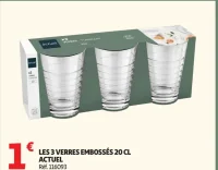 LES 3 VERRES EMBOSSÉS 20 CL ACTUEL