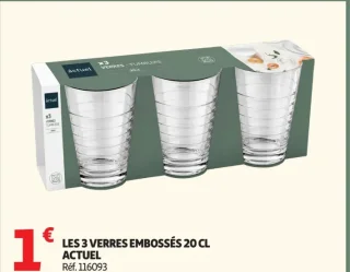 LES 3 VERRES EMBOSSÉS 20 CL ACTUEL
