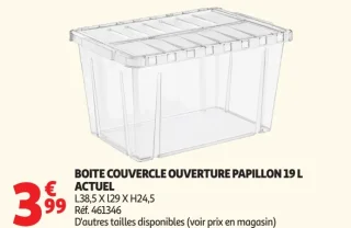 Boite couvercle ouverture papillon 19 L Actuel