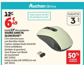 Auchan Qilive SOURIS SANS FIL SILENCIEUSE