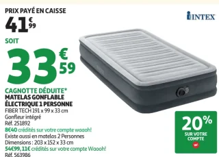 Matelas gonflable électrique 1 personne Intex