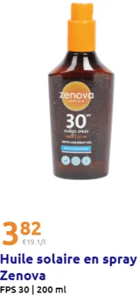 Huile solaire en spray Zenova FPS 30