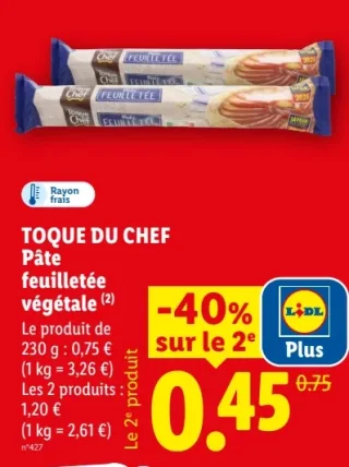 TOQUE DU CHEF Pâte feuilletée végétale