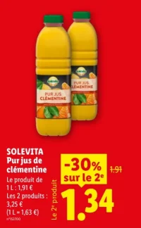 SOLEVITA Pur jus de clémentine