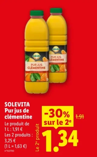SOLEVITA Pur jus de clémentine