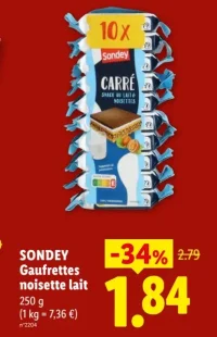 SONDEY Gaufrettes noisette lait