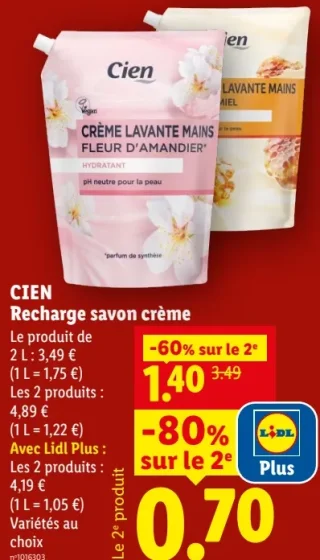 Cien Recharge savon crème