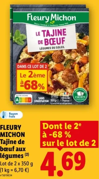 Fleury Michon Le Tajine de boeuf aux légumes