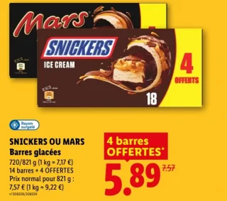 SNICKERS OU MARS Barres glacées